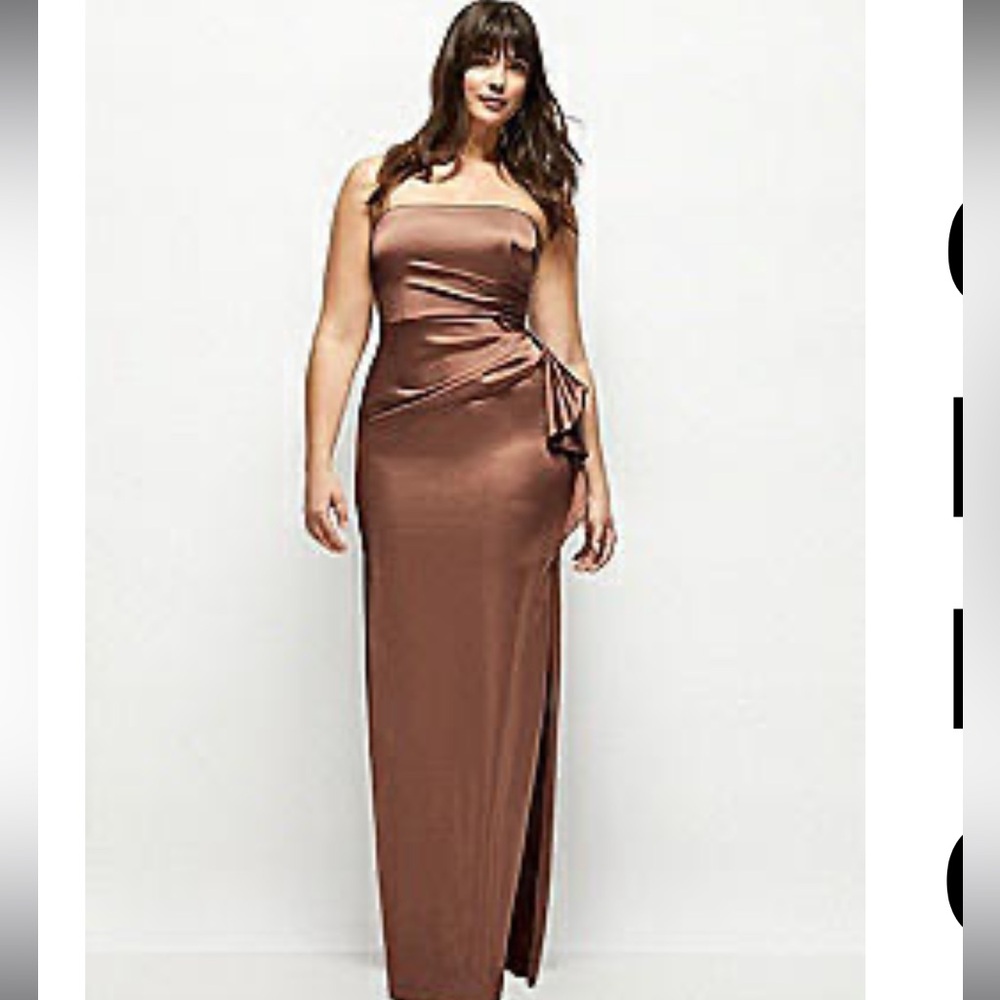 Dessy Collection Custom Chocolate Satin Maxi Dress